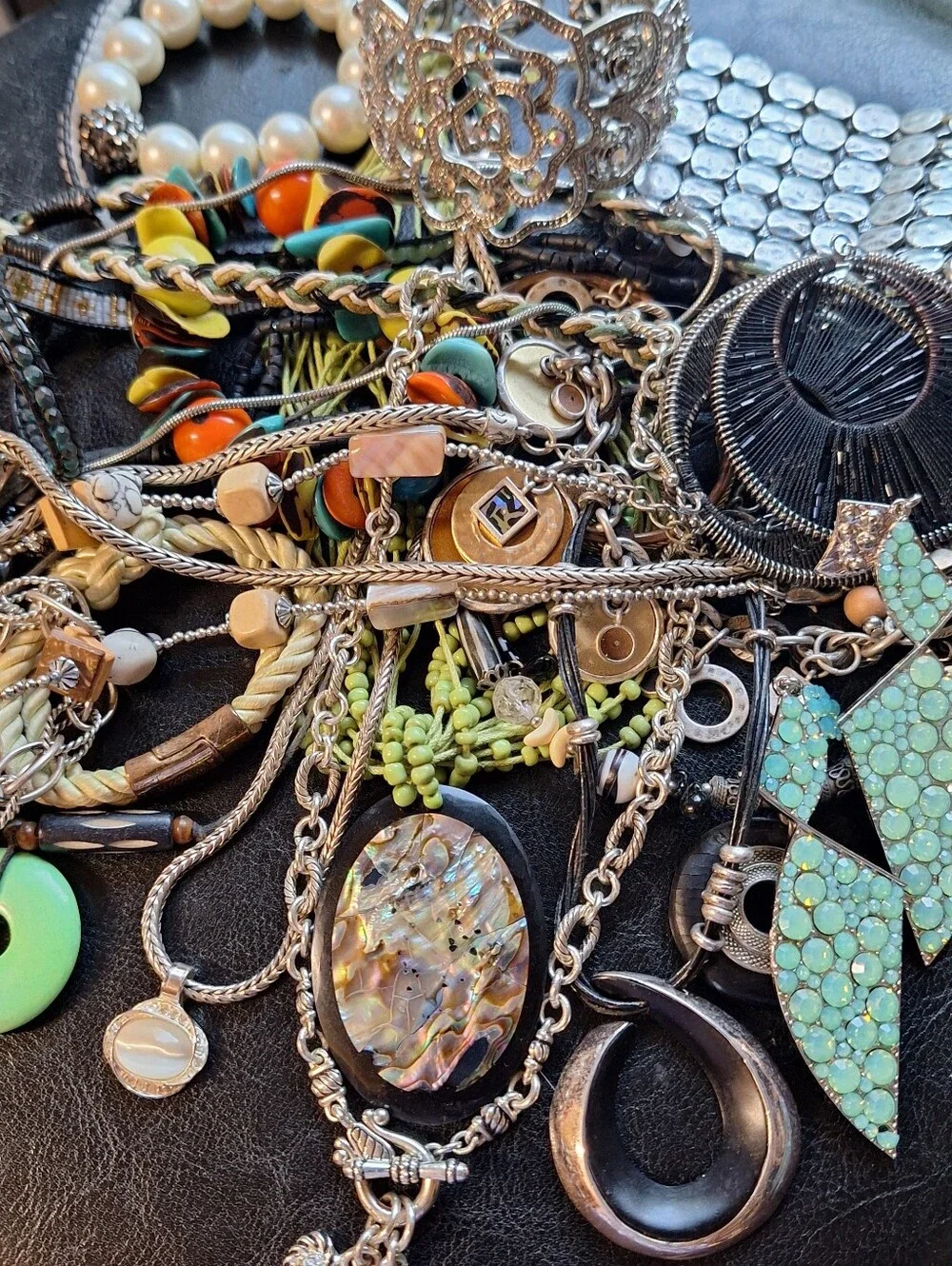 22 Bundle Mixed Jewelry Lot Chicos & Other Brands Silver Toned BEACHY Coastal